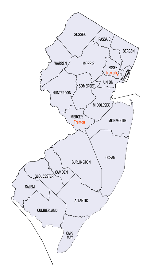 N.J. county map