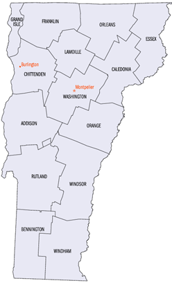 Vermont county map